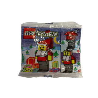 LEGO System polybag 2878 containing Santa Claus minifigure and red and yellow brick pieces in clear plastic packaging.