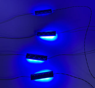 Daisy-Chained 1x4 LED Light Up Plates, DIY System, Reconnectable, LB1x4C4-LA Custom Parts United Brick Co® Blue/Blue