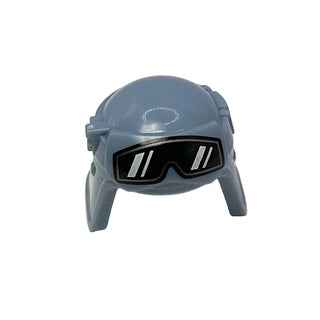 Minifigure, Headgear Helmet SW Imperial Pilot, Raised Forehead with Black Goggles with White Reflections and Silver Border Pattern, Part# 36043pb02 Part LEGO® Sand Blue Very Good