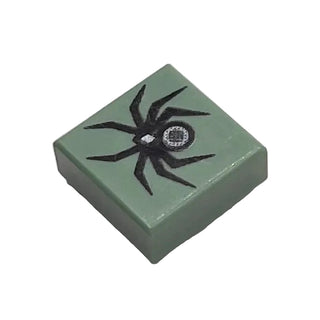 Tile 1 x 1 with HP Black Spider Pattern, Part# 3070pb001 Part LEGO® Sand Green
