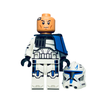 Clone Trooper Captain Rex, 501st Legion (Phase 2) - Blue Cloth Pauldron, Rangefinder, Printed White Arms - sw1315 Minifigure LEGO®