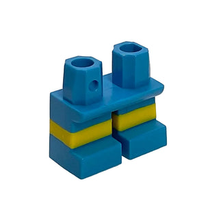 Legs Short with Molded Horizontal Yellow Stripes Pattern, Part# 41879pb001 Part LEGO® Dark Azure