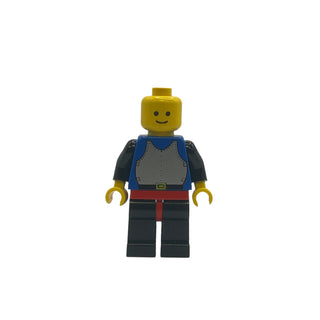 Castle - Black Legs with Red Hips, Dark Gray Grille Helmet, Red Plume, Blue Plastic Cape, Cas181 Minifigure LEGO®