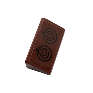 Slope 30 1 x 2 x 2/3 with 2 Black Circles, Open Circles and Dots on Reddish Brown Background (Sticker), Part# 85984pb232 Part LEGO® Reddish Brown Very Good