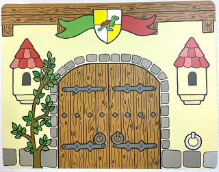 Plastic Backdrop Scene with Room Interior with Fireplace / Castle Gate Pattern, Part# multipls11