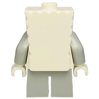Yellow square-shaped LEGO minifigure with gray arms and legs, featuring a round head connector.