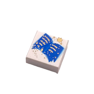 Tile 1 x 1 with Blue Open Book and Gold Stars Pattern, Part# 3070px8 Part LEGO® White Very Good