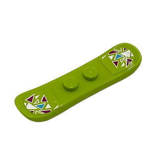 Snowboard Small with Magenta, Medium Azure, and White Triangles on Lime Background Pattern (Stickers), LEGO® Minifigure Utensil, Part# 18746pb008