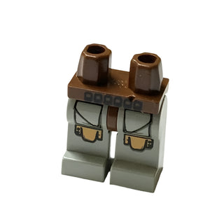 Hips and Light Gray Legs with Black Squares Belt, Pockets with Large Angled Flaps, Very Light Orange Knee Pads Pattern, Part# 970c09pb04 part LEGO®