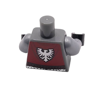 Red Falcon Torso with Armor Silver Chain Mail, Reddish Brown Belt with Gold Buckle, Red Cape with Falcon Pattern (BAM) / Flat Silver Arms / Black Hands, Part# 973pb4742c01 Part LEGO®