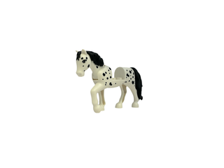 Horse with 2 x 2 Cutout and Movable Neck with Molded Black Tail and Mane and Printed Black Spots Pattern, bb1279c01pb03 Minifigure LEGO®