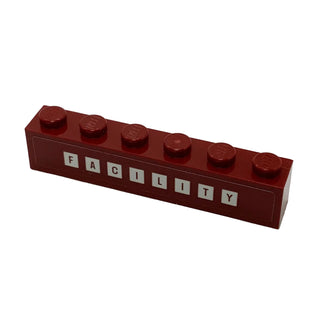 Brick 1 x 6 with 'FACILITY' on White Squares Pattern (Sticker), Part# 3009pb202