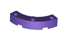Brick Round Corner 4x4 Macaroni Wide with 3 Studs, Part# 48092 Part LEGO® Dark Purple  