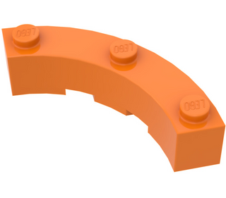 Brick Round Corner 4x4 Macaroni Wide with 3 Studs, Part# 48092 Part LEGO® Orange  