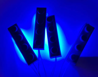 Daisy-Chained 1x4 LED Light-up Plates, USB Powered, LB1x4C Custom Parts United Brick Co® Blue