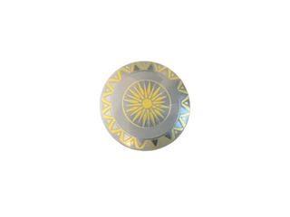 Shield Circular / Round Convex Face with Sunburst and Gold Trim Pattern, 75902pb09 Part LEGO®