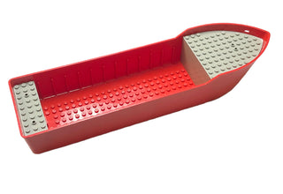Boat, Hull Unitary 38 x 10 x 5 2/3 Floating with Raised Light Gray Decks, Part# 2366c01 Part LEGO® Red Very Good