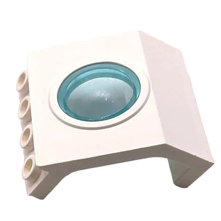 Panel 4 x 3 x 3 with Trans-Light Blue Porthole, Part# 30080c01 Part LEGO® White Very Good