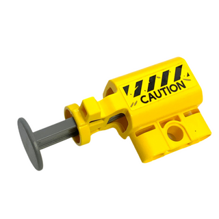 Projectile Launcher, Net Shooter with Dark Bluish Gray Firing Pin with Black and Yellow Danger Stripes and 'CAUTION' Pattern (Sticker), Part# 35456c01pb04 Part LEGO® Yellow