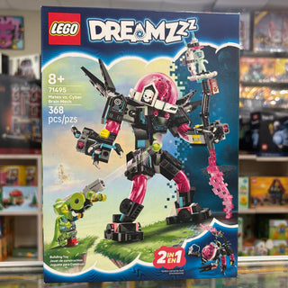 LEGO DREAMZzz Mateo vs. Cyber Brain Mech set box showing pink and black mech figure with green character and accessories.