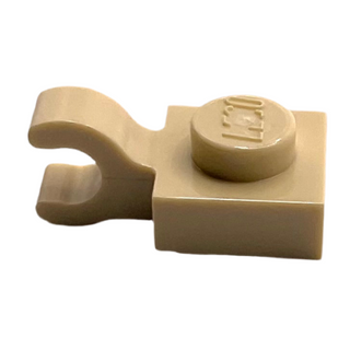 Plate, Modified 1x1 with Open O Clip (Horizontal Grip), Part# 61252 Part LEGO® Tan