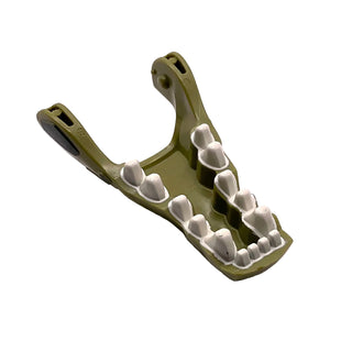 Large Figure Head Modified Chima Crocodile Jaw Lower with Teeth Pattern, Part# 13699pb01 Part LEGO® Olive Green Very Good