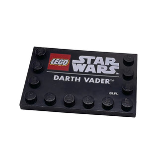 Tile, Modified 4 x 6 with Studs on Edges with SW Logo and 'DARTH VADER' Pattern, Part# 6180pb141 Part LEGO®