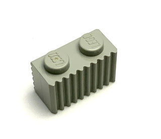 Brick, Modified 1x2 with Grille/Fluted Profile, Part# 2877 Part LEGO® Light Gray  