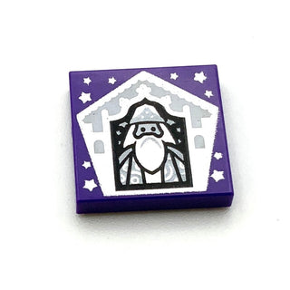 Tile Decorated 2x2 with Chocolate Frog Card Albus Dumbledore Silver Pattern, Part# 3068bpb1742 Part LEGO® Dark Purple  