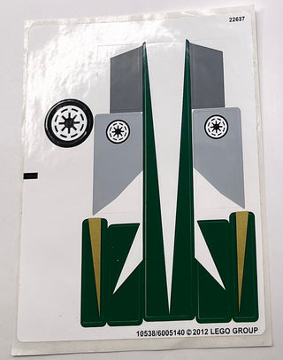 Sticker Sheet for Set Saesee Tiin's Jedi Starfighter, 9498 - (10538/6005140), Part# 9498stk01 Part LEGO® Complete