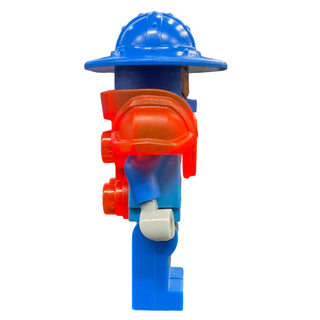 Royal Soldier / King's Guard - Blue Helmet with Broad Brim, Trans-Neon Orange Armor, Round Tile with Stud on Back, nex109 Minifigure LEGO®