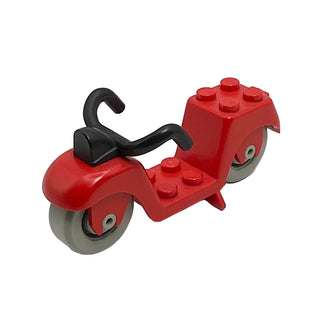 Fabuland Scooter with Black Handlebars and Light Gray Wheels, Part# fabac3 Part LEGO® Red Very Good