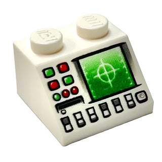 Slope 45 2 x 2 with Radar and Dish Slot Pattern, Part# 3039pb041 Part LEGO® White