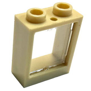 Window 1 x 2 x 2 Flat Front with Trans-Clear Glass (60592 / 60601), Part# 60592c01 Part LEGO® Tan