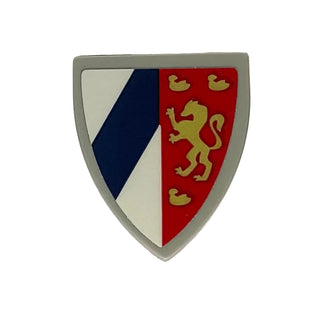 Shield Triangular Short with Dark Blue Stripe and Gold Lion Pattern (Sticker), LEGO® Minifigure Shield, Part# 3846pb053