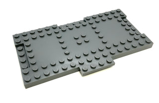Brick, Modified 8x16x2/3 with 1x4 Indentations and 1x4 Plate, Part# 18922 Part LEGO® Dark Bluish Gray  