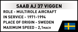 SAAB AJ 37 Viggen Jet Fighter: COBI Set #5915 Building Kit Cobi Toys