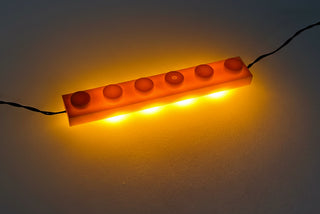 1x6 LED Light Up Plate, DIY System, Reconnectable, LB1x6-LA Custom Parts United Brick Co® Amber/Yellow