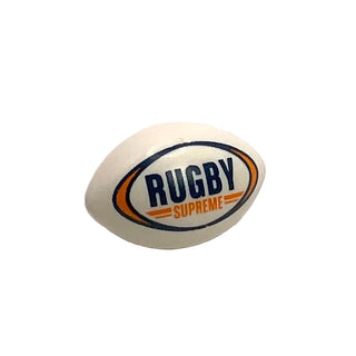 Sports Football / Rugby Ball with Dark Blue and Orange 'RUGBY SUPREME' Pattern, Part# 57753pb01