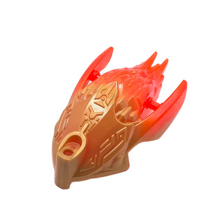Bionicle Creature Head / Mask with Marbled Trans-Neon Orange Pattern, Part# 24162pb04