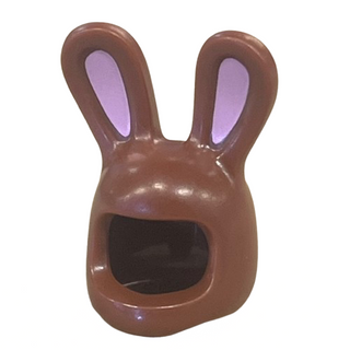Minifigure, Headgear Head Cover, Costume Bunny Ears with Bright Pink Auricles Pattern, Part# 99244pb01