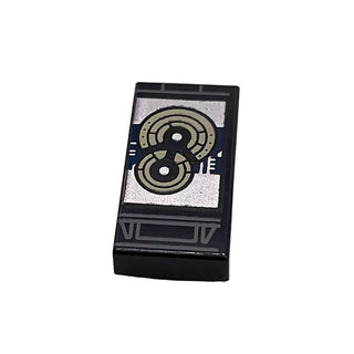Tile 1 x 2 with Data Cartridge with Light Bluish Gray Case, Silver and Dark Blue Computer Chip and Tan Disc Circles Pattern (Death Star Plans), Part# 3069pb1417 Part LEGO®