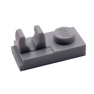 Plate, Modified 1x2 with Clip with Center Cut on Top, Part# 92280 Part LEGO® Light Bluish Gray