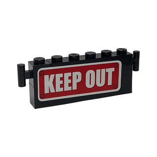 Stickered Assembly 6 x 1 x 2 with White 'KEEP OUT' on Red Sign Pattern (Sticker), Part# BA058pb01