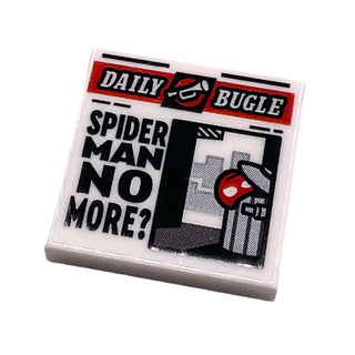 Tile 2x2 with Newspaper 'DAILY BUGLE' and 'SPIDER MAN NO MORE?' Pattern, Part# 3068pb1725 Part LEGO® White