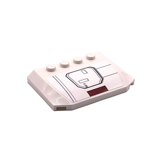 Wedge 4 x 6 x 2/3 Triple Curved with SW X-wing Hull Plates and Dark Red Stripe Pattern Left Side (Sticker), Part# 52031pb156L Part LEGO® White Very Good