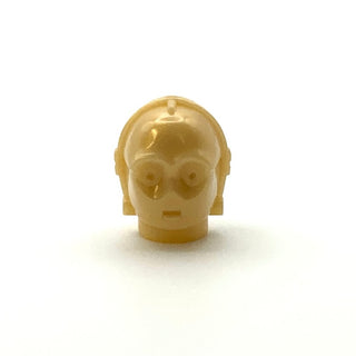 Minifigure Head Modified, C3PO/TC Series Protocol Droid, Plain, Part# x134 Part LEGO® Pearl Light Gold  