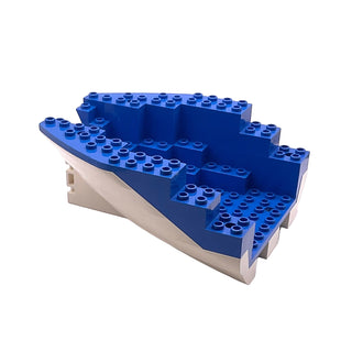 Boat, Hull Small Stern 14 x 12 x 5 1/3 with Blue Top (6052/6053), Part# 6052c02 Part LEGO® White Very Good