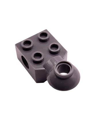 Technic, Brick Modified 2 x 2 with Pin Hole and Rotation Joint Ball Half Horizontal, Part# 48170 Part LEGO® Dark Bluish Gray