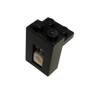 Brick, Modified 1 x 2 x 2 1/3 with Spring Unit (Shock Absorber), Part# 2605c01 Part LEGO® Black Very Good